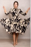Rochie office Shila crem cu maneci 3/4 si funda decorativa
